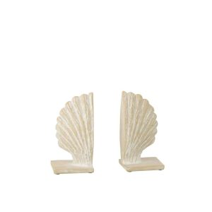 SET OF 2 BOOKEND SEASHELL POLYRESIN WHITE/NATURAL