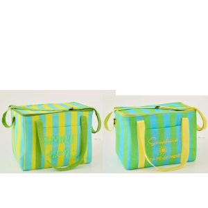LUNCH BAG SUNSHINE/SMILE STRIPED COTTON MULTI ASSORTMENT OF 2
