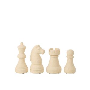 CHESS PIECE POLYRESIN BEIGE SMALL ASSORTMENT OF 4