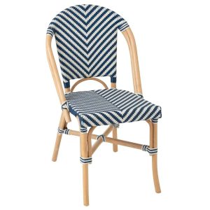 DINING CHAIR GEO RATTAN BLUE/WHITE