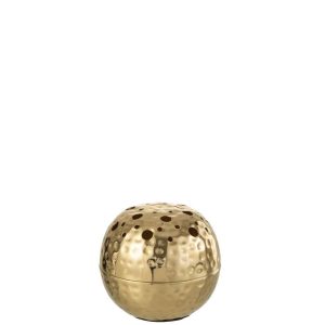 VASE BOULE WITH HOLES METAL GOLD SMALL