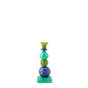 CANDLE HOLDER GLASS AZURE BLUE/BLUE SMALL