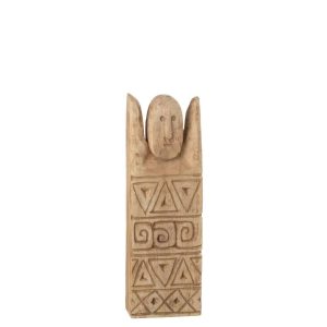 AFRICAN CARVED FIGURE HAPPY WOOD NATURAL