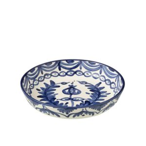 BOWL GRANADA LOW CERAMIC WHITE/COBALTO BLUE LARGE