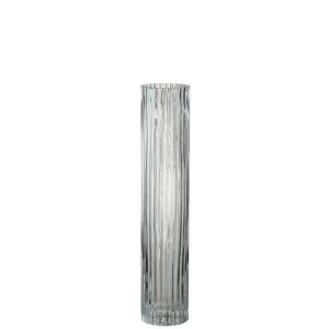 VASE CYLINDER LINES GLASS TRANSPARENT LARGE