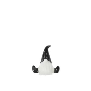 SANTA SITTING CERAMIC BLACK/WHITE SMALL