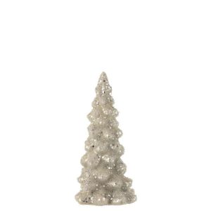 CHRISTMAS TREE DECO SUGAR GLASS SHINY LIGHT GREY/SILVER SMALL