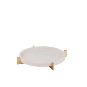 MARBLE TRAY METAL BASE GREY/CHAMPAGNE