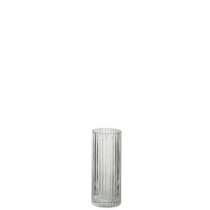 VASE CYLINDER LINES GLASS TRANSPARENT SMALL