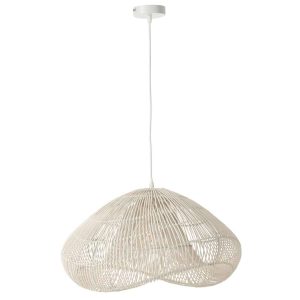 CEILING LAMP RATTAN BRAIDED METAL WHITE