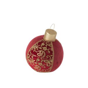BAUBLE DECORATION PATTERNS POLYFOAM/TEXTILE RED/GOLD LARGE
