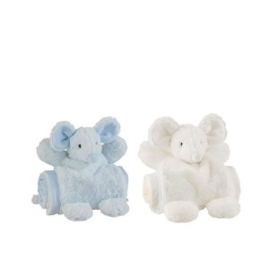 MOUSE+BLANKET PLUSH WHITE/BLUE ASSORTMENT OF 2