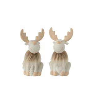 REINDEER FUR POLY BEIGE/WHITE SMALL ASSORTMENT OF 2