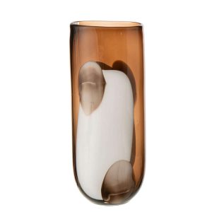 VASE MONA GLASS TRANSPARENT/BROWN LARGE