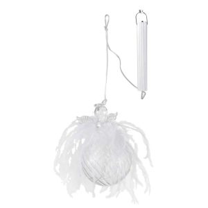 CHRISTMAS BAUBLES ANGEL+LED+FEATHER GLASS CLEAR LARGE