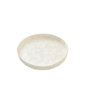 DECORATIVE TRAY CAPIZ WHITE SMALL