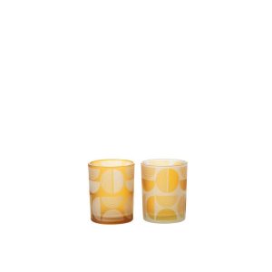 HURRICANE HALF ROUNDS GLASS ORANGE MEDIUM ASSORTMENT OF 2