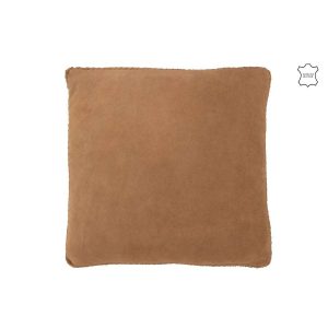 CUSHION WOVEN LEATHER CAMEL