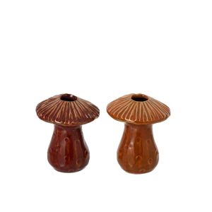 VASE SOLIFLORE MUSHROOM STONEWARE RUST BROWN/ORANGE SMALL ASSORTMENT OF 2